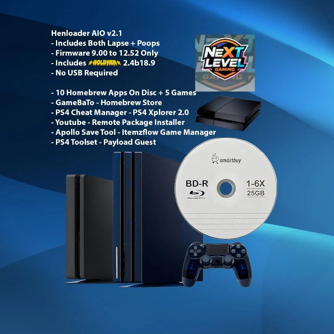 PS4 BD-J Henloader AIO V2.1 Disc FW 9.00-12.52